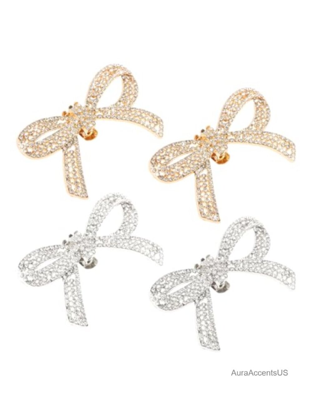 Rhinestone Bow Shoe Clips Women Wedding Party Shoe Charm Accessory